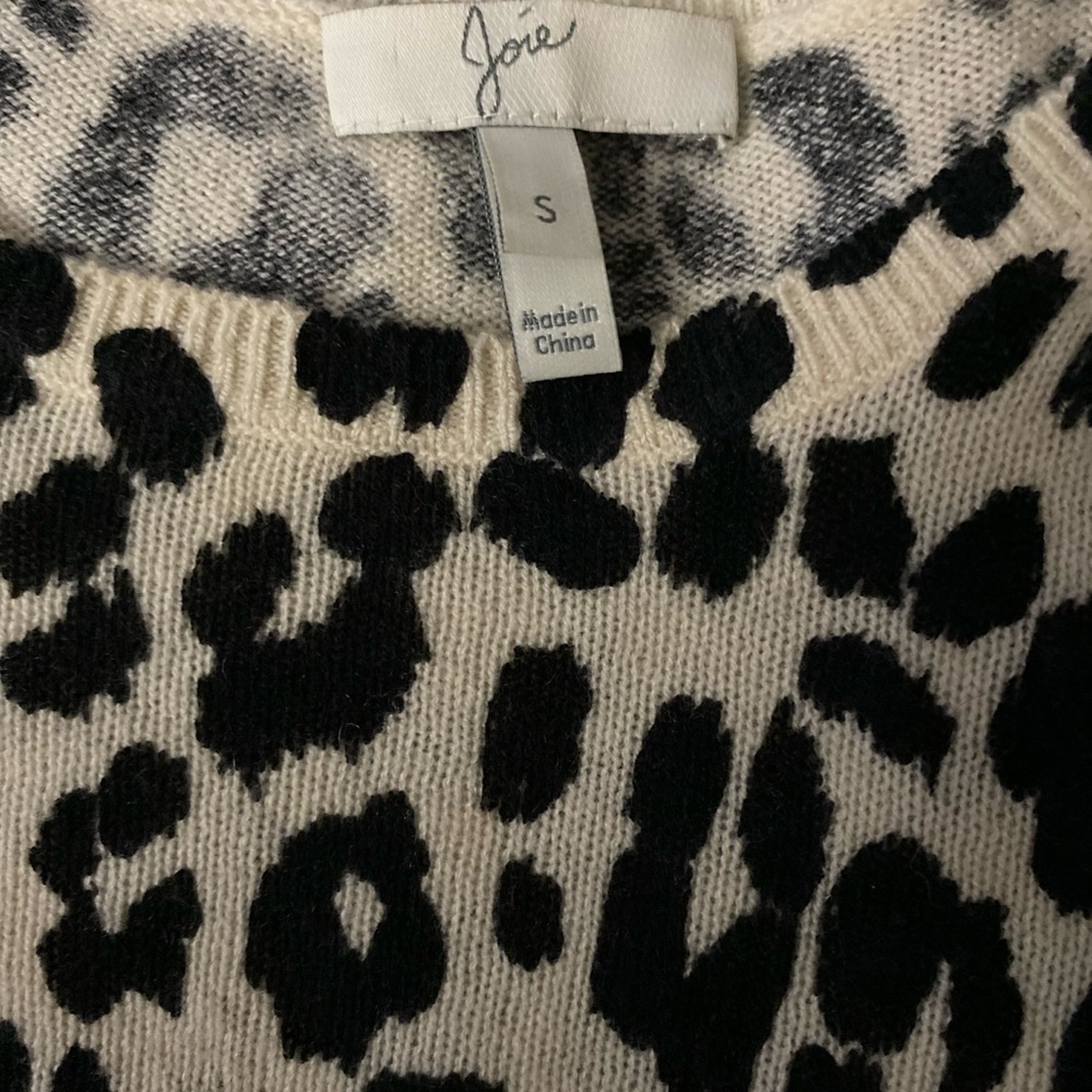 Joie Black and Cream Animal Print Sweater